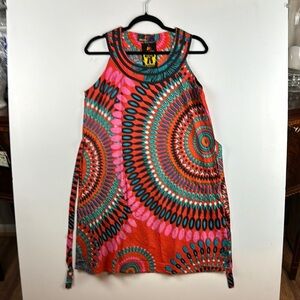 JUNGLEE BILEE Sz M Colorful Sleeveless Dress resort beach cruise pool cotton NWT